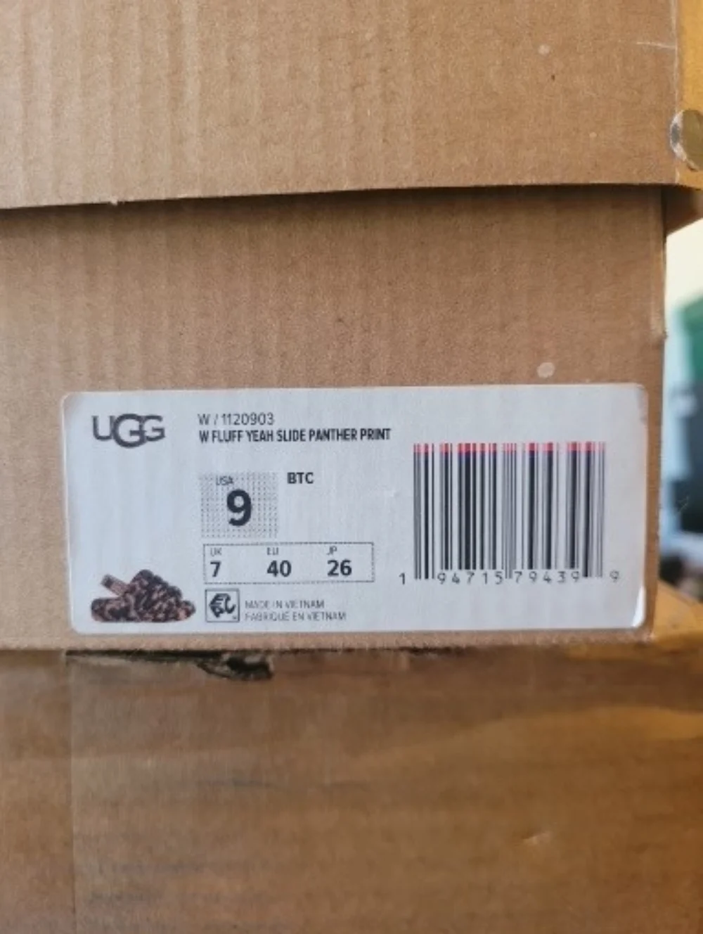 UGG Fluff Yeah Slide in Panther Print Brown and Black - Picture 6 of 6